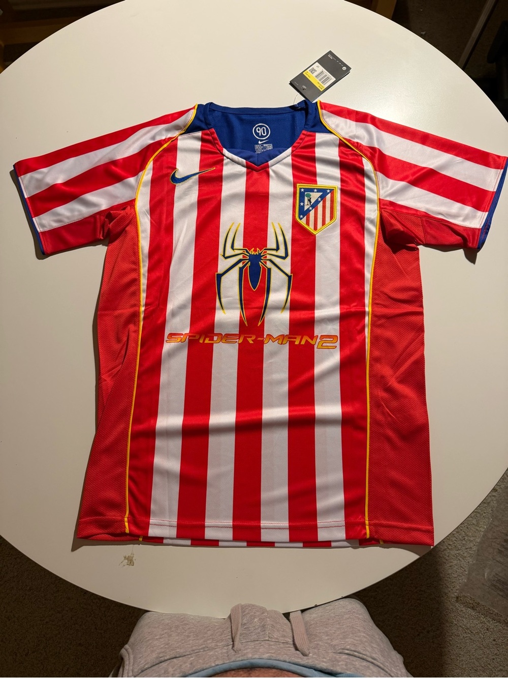 Nike men’s GRIEZEMAN Red & White Striped Atletico x Spider-Man Jersey SIZE S
